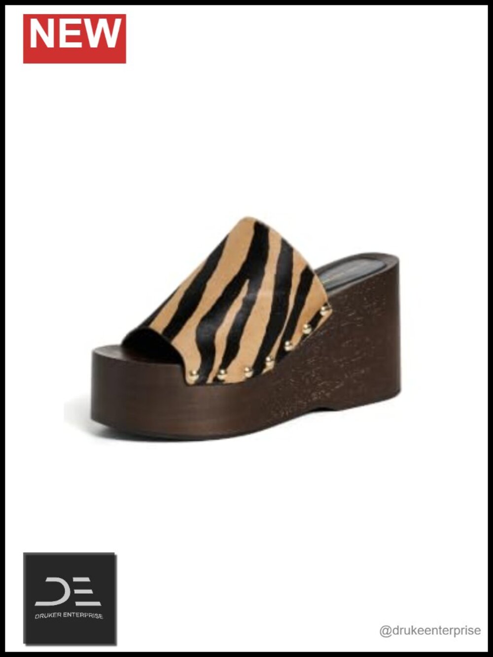 Stuart Weitzman Kate Clog Slide Sandals Zebra Fur Wedge Heel